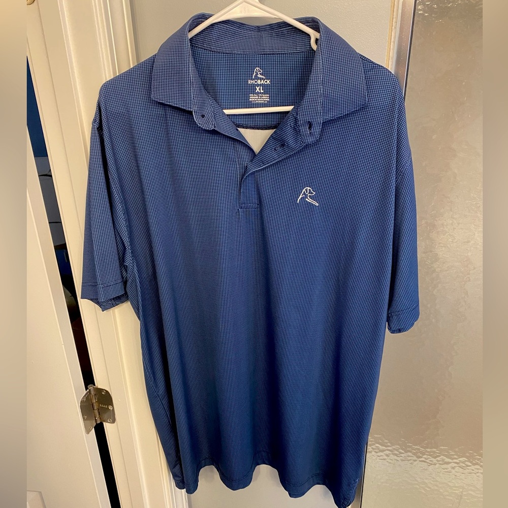 Rhoback XL Blue Houndstooth Polo